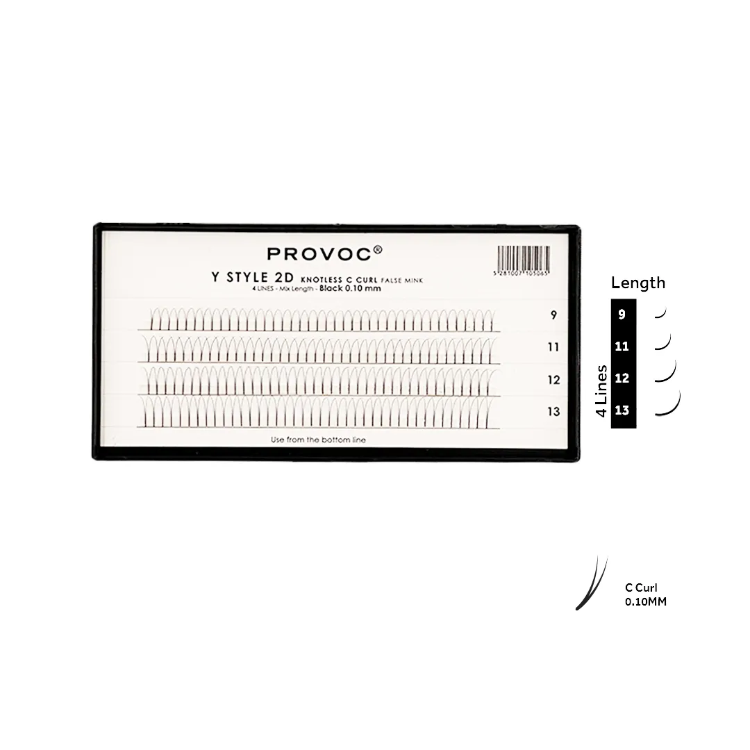 PROVOC Artificial Lashes Extensions Y STYLE Black 0.10mm (4 Lines)