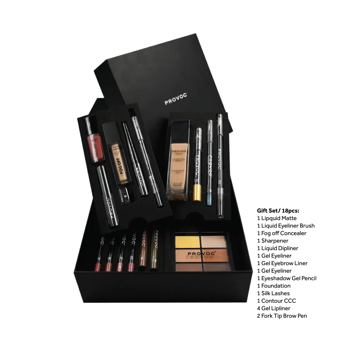 PROVOC Make-Up Gift Set 15 (Foam Trays Box) 18pcs