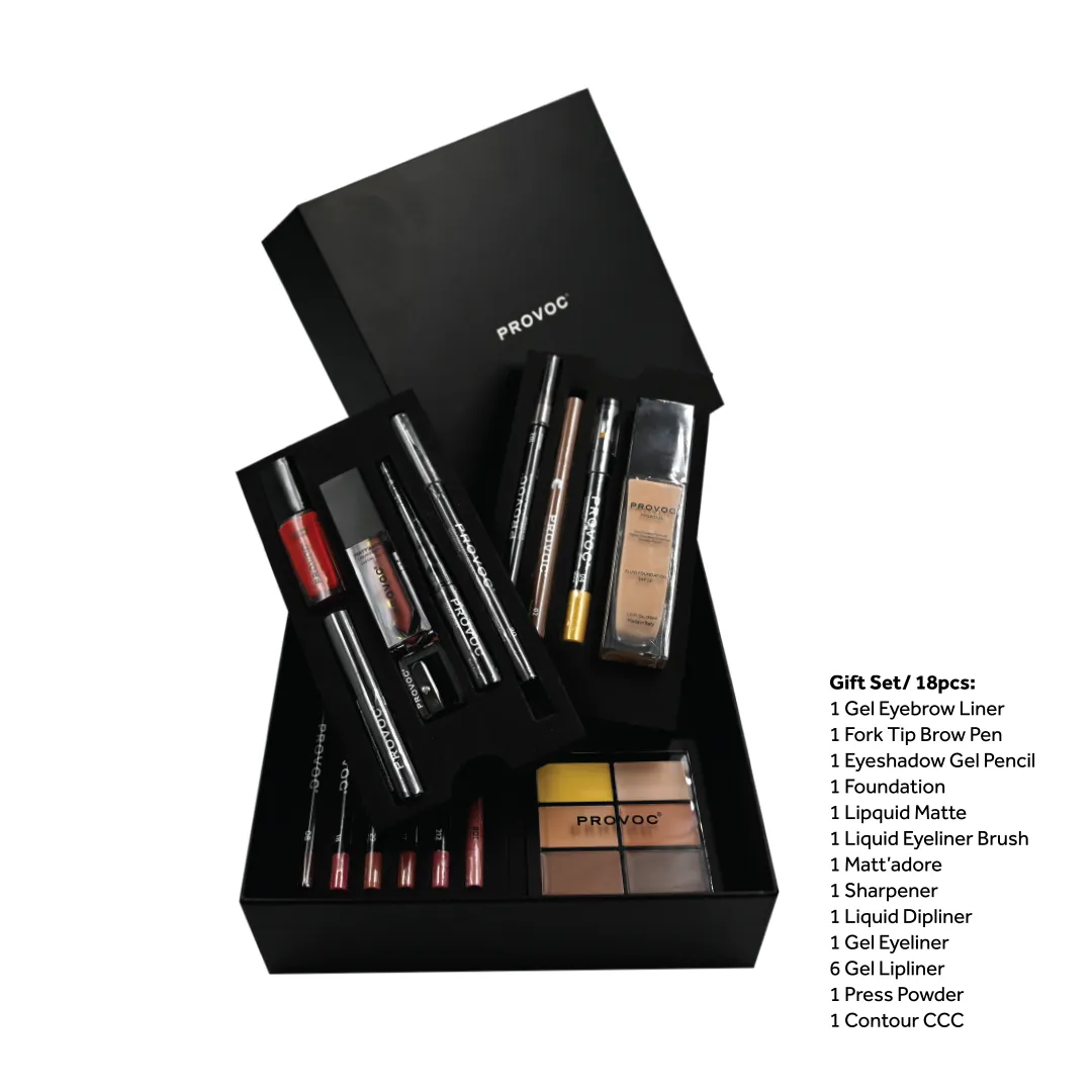 PROVOC Make-Up Gift Set 14 (Foam Trays Box) 18pcs