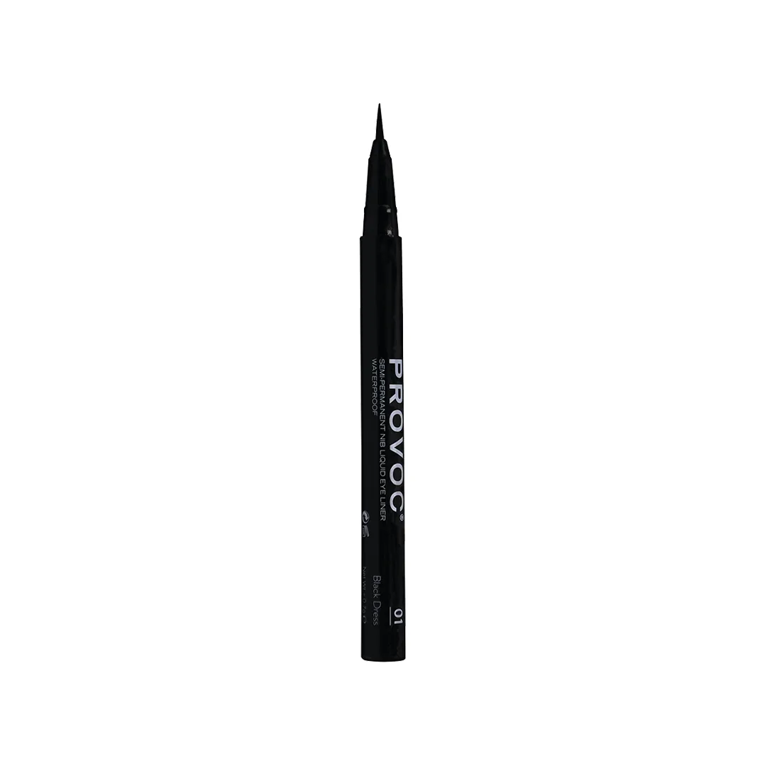 PROVOC SEMI-PERMANENT Nib Liquid Eyeliner Black WP 01 Little Black Dress