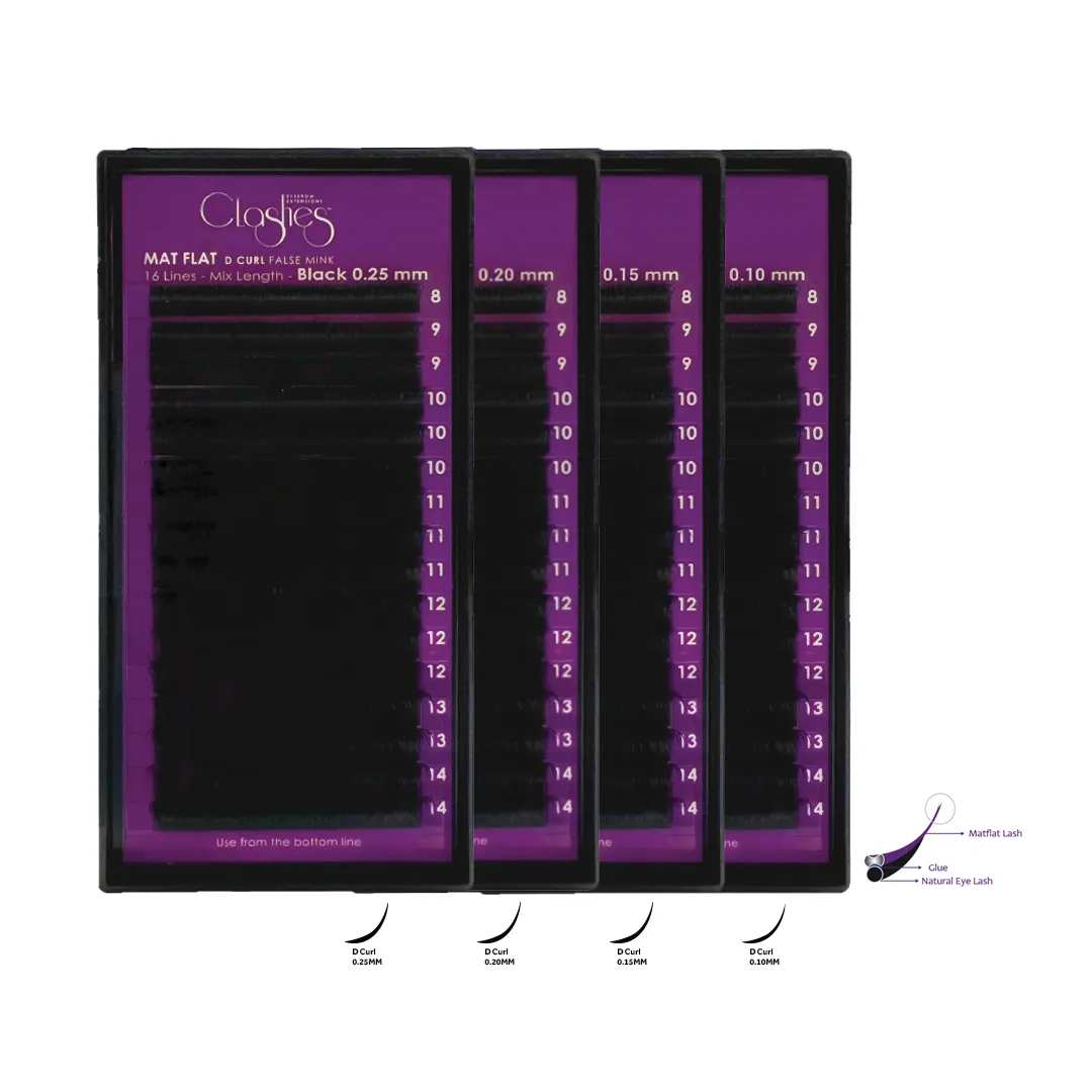 CLASHES MAT FLAT Lashes Extensions D Curl (16 Lines)